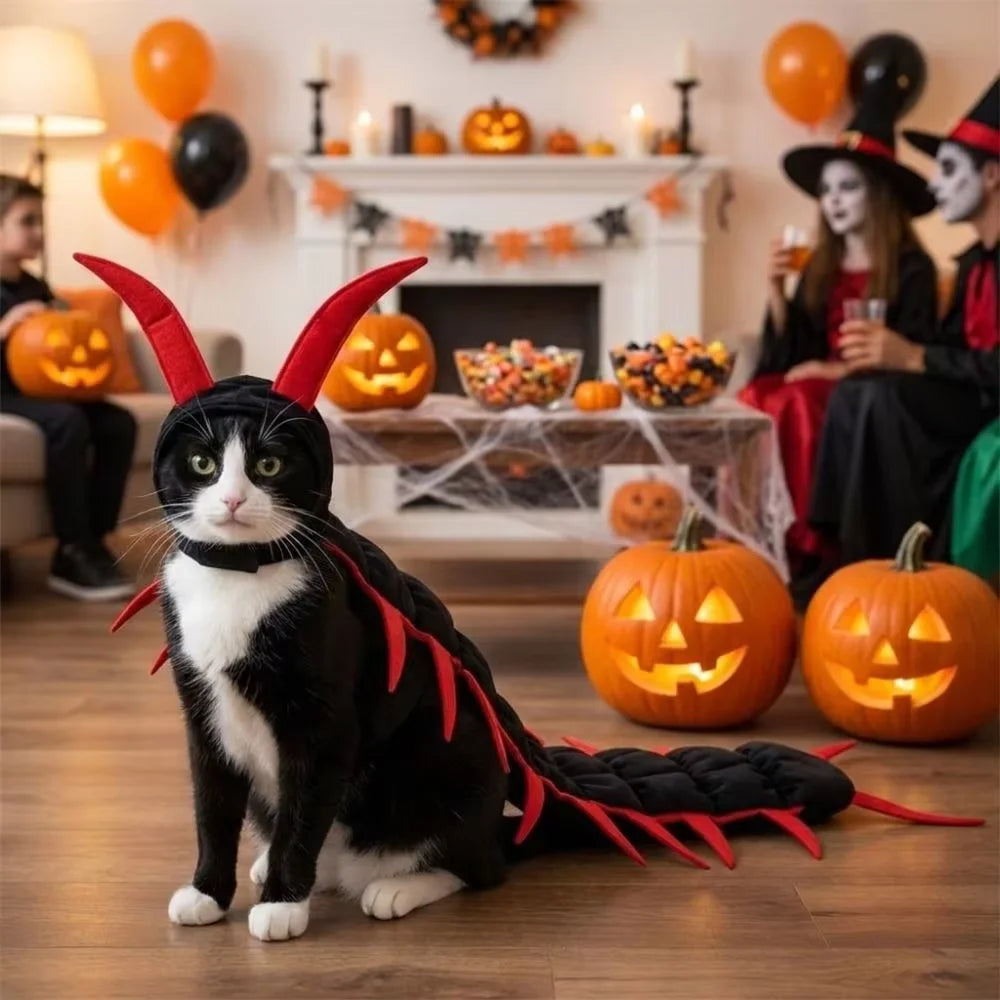 Halloween Centipede Cat Costume – Funny Long-Leg Cat Costume